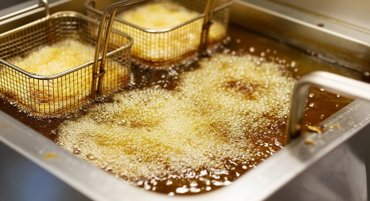 Used cooking oil from commercial restaurant fryers ready for recycling pickup service